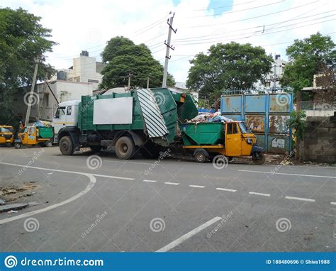 Closeup of BBMP Garbage Collecting Lorry and Auto Parking on Roadside Editorial Photo - Image of ...