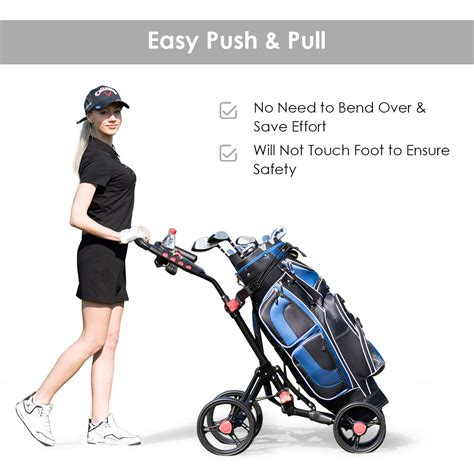 Tangkula Golf Push Pull Cart 4 Wheels Foldable Collapsible Golf Troll Tangkula