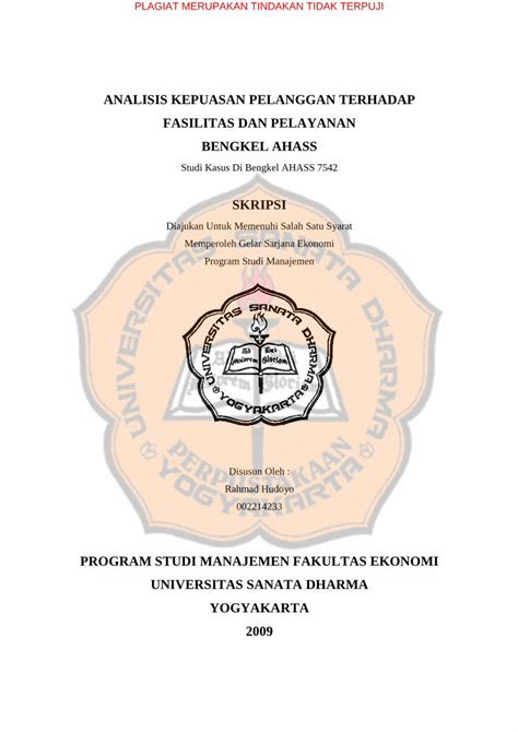 Pdf Analisis Kepuasan Pelanggan Terhadap Fasilitas  · Pelayanan Bengkel Ahass Ditinjau Dari