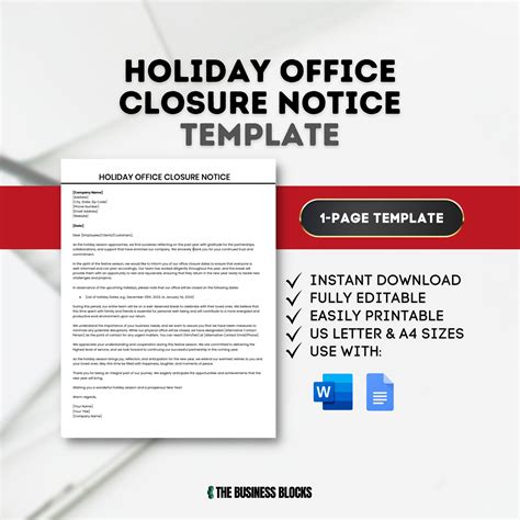 Christmas Office Closure Notice Template | Template Samples