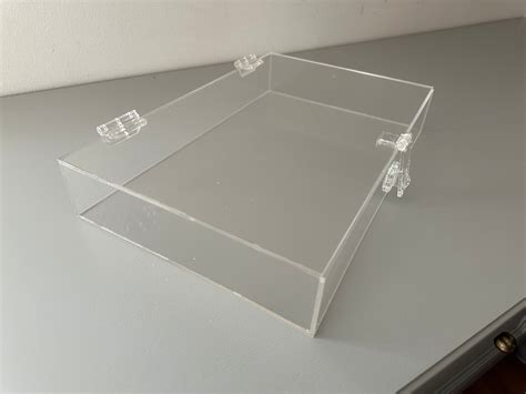 Clear Acrylic Box With Hasp Lock Hinged Lid Custom Size Pleximart