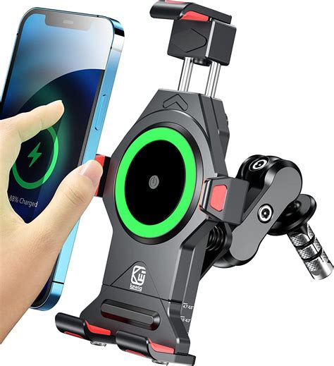 Brcovan Motorcycle Fork Stem Phone Mount With Qi W Wireless Charger