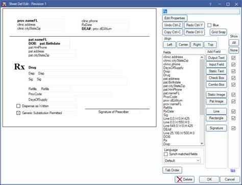 Open Dental Software Rx Layout