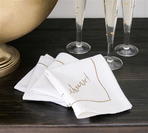 Cheers Cotton Cocktail Napkins Set Of Pottery Barn