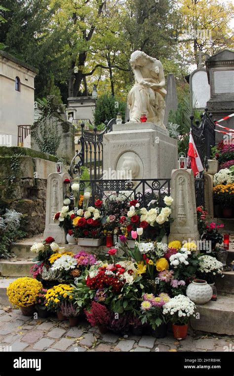 Tomb Of Frederic Chopin Famous Polish Composer At Pere Lachaise