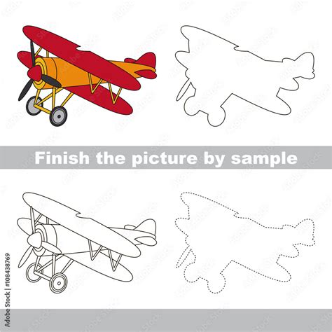 Biplane. Drawing worksheet. Stock Vector | Adobe Stock