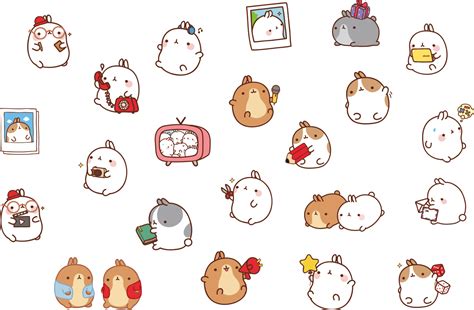 Lot Of Molang Cute Stickers Kawaii Doodles Molang Wallpaper