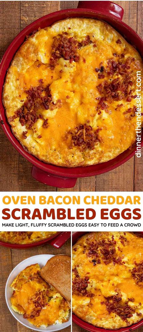 Easy Oven Bacon Cheddar Scrambled Eggs Recipe Dinner Then Dessert