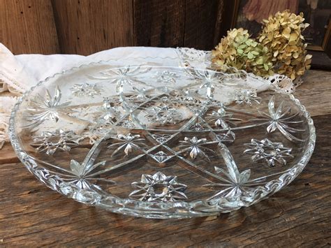 Anchor Hocking Star Of David Round Platter Clear Large Serving Etsy