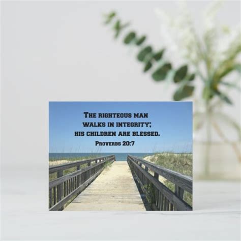 Proverbs The Righteous Man Walks In Integrity Postcard Zazzle