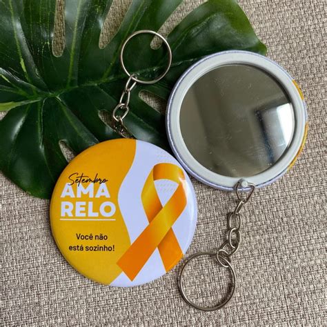 Brinde Personalizado Setembro Amarelo Espelho Chaveiro