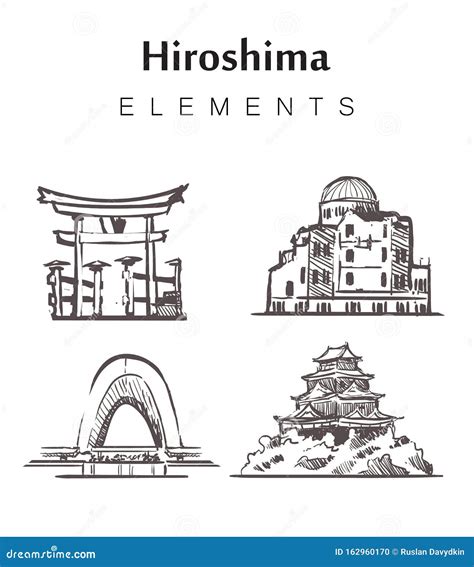 Hiroshima Abstract Art Color Drawing Hiroshima Sketch Vector