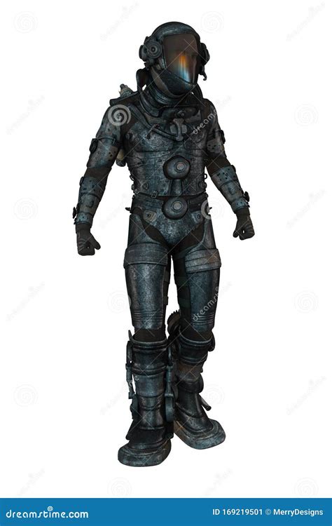 Rendering Futuristic Space Explorer in Metal Protective Suit Stock ...