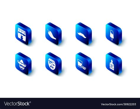 Set Hot Chili Pepper Pod Mustache Popsicle Ice Vector Image