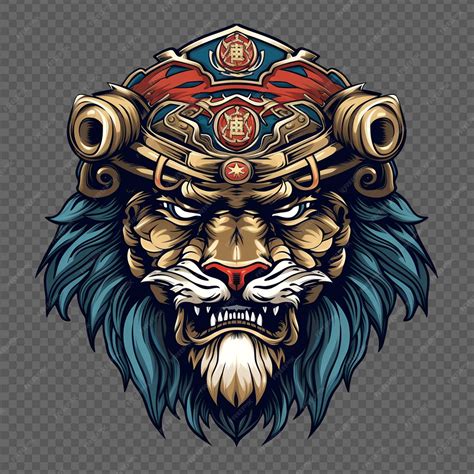 Premium Psd Lion Head Mascot Wearing An Ancient War Helmet