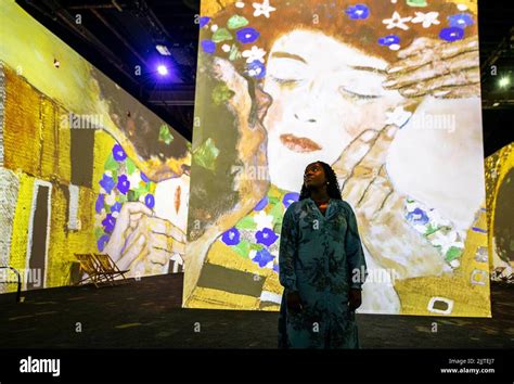 Editorial Use Only Visitors Engage In The Immersive Room At Klimt The