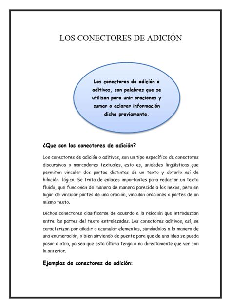 Conectores De AdiciÓn Pdf