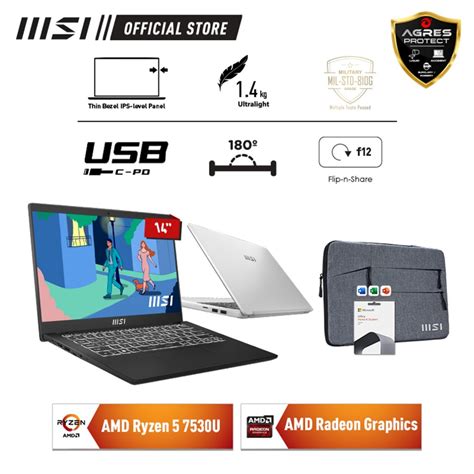 Jual Msi Modern Ryzen Gb Gb W Ohs Fhd Ips Backlit Black