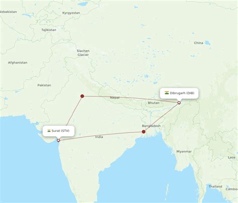 All Flight Routes From Dibrugarh To Surat Gujarat Dib To Stv Flight