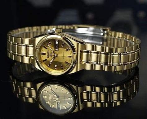 Seiko 5 Classic Gold Dial Couples Gold Plated Stainless Steel Watch Set Snkk20k1sym600k1