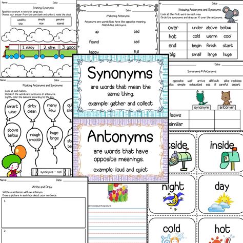 Synonyms And Antonyms 3rd Grade Worksheets