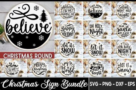 Christmas Round Sign Svg Bundle Graphic By Etcify · Creative Fabrica