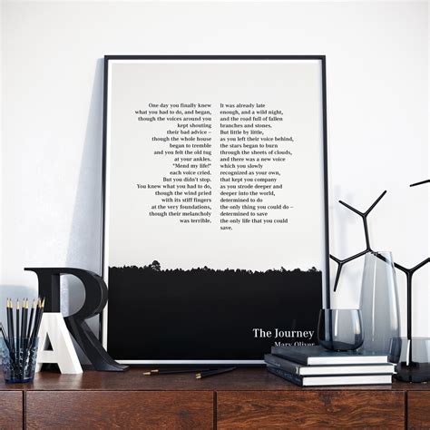 The Journey By Mary Oliver The Journey Poem Wall Art Mary Oliver Poetry Black And White Poem