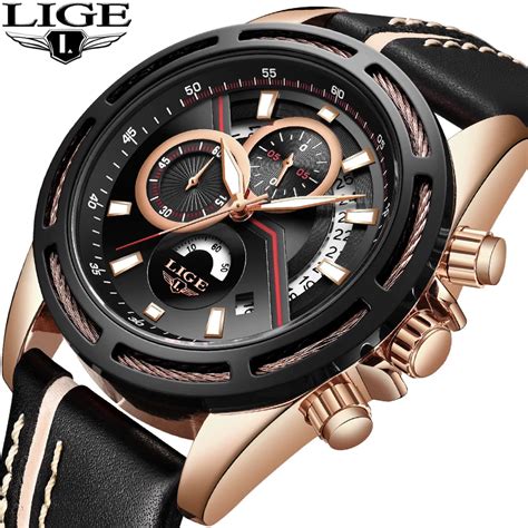 Lige Men Watches Top Brand Luxury Sport Chronograph Business Quartz