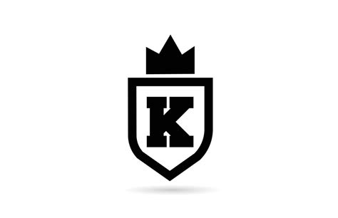 Black And White K Alphabet Letter Icon Logo With Shield And King Crown