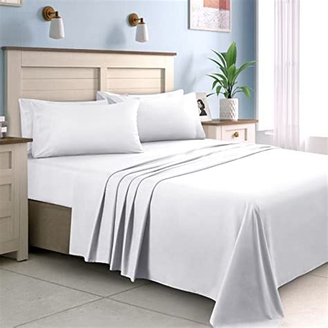 HOMEIDEAS Queen Size Bed Sheets 6 Piece Set White Extra Soft