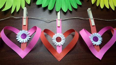 Diy Hanging Paper Heart Design Easy Valentine Decoration Ideas Youtube