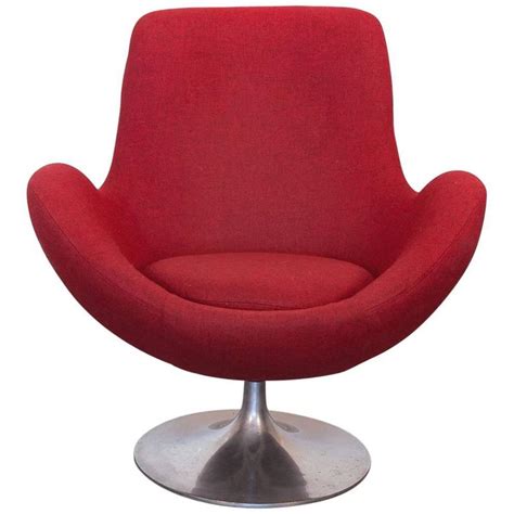 Red Overman Style Swivel Lounge Chair At 1stdibs Red Swivel Chairs