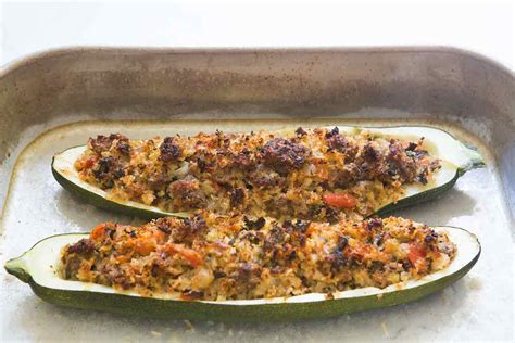 Stuffed Zucchini {with Sausage }