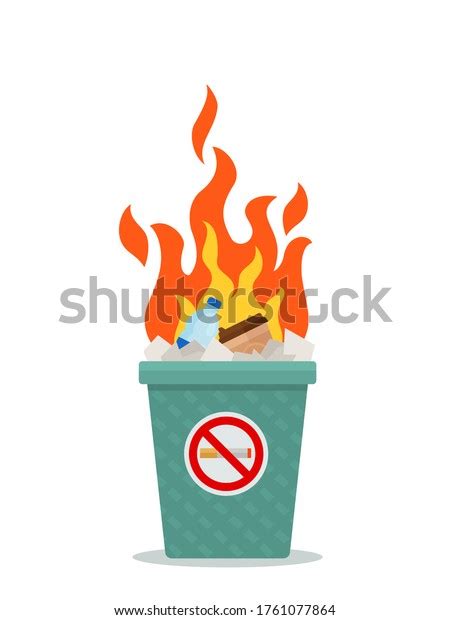 Fire Trash Can Garbage Caught Fire Stock Vector (Royalty Free ...