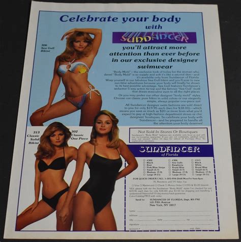 1984 Print Ad Sexy Sundancer Swimwear Sea Gull Bikini Blonde Florida Lady Art EBay