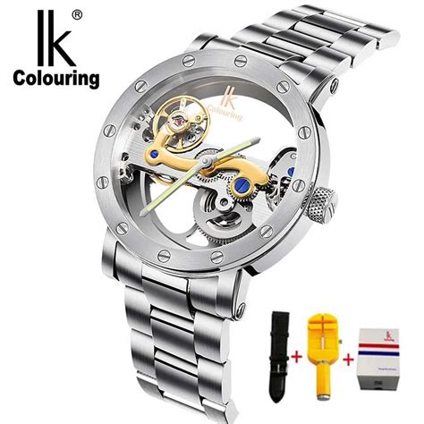 Ik Colouring Hollow Skeleton Mechanical Watches Men Luxury Brand Atm