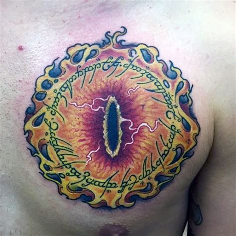 30 Eye Of Sauron Tattoo Designs For Men - Lord Of The Rings Ideas