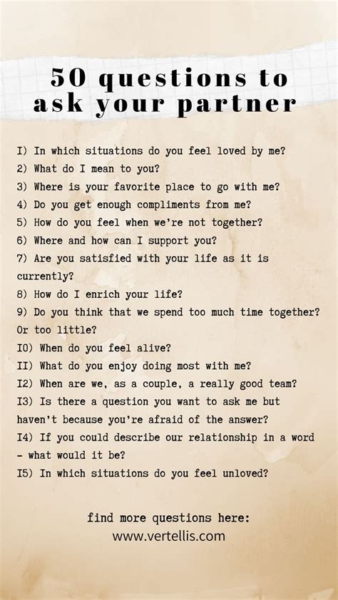 A Piece Of Paper With The Words 50 Questions To Ask Your Partner