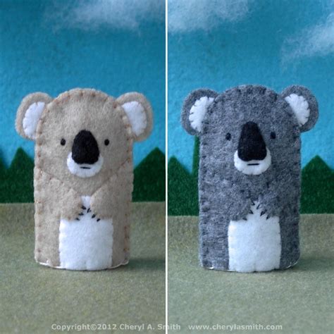 Koala Bear Finger Puppet : Handstitched Koala Bear Felt Finger Puppet