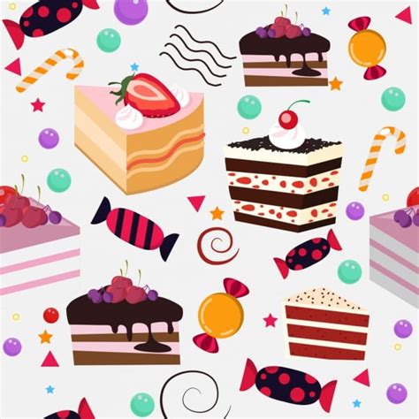 Confectionery Background Cream Cakes Candies Icons Decor Eps Ai Vector