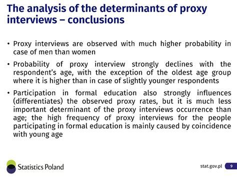 Proxy Interviews In The Polish LFS Reasons And Determinants Effects