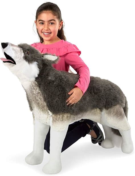 Melissa Doug Giant Lifelike Plush Gray Wolf Standing Stuffed Animal 2