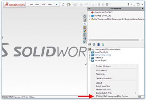 Setting The SOLIDWORKS Workgroup PDM Working Folder