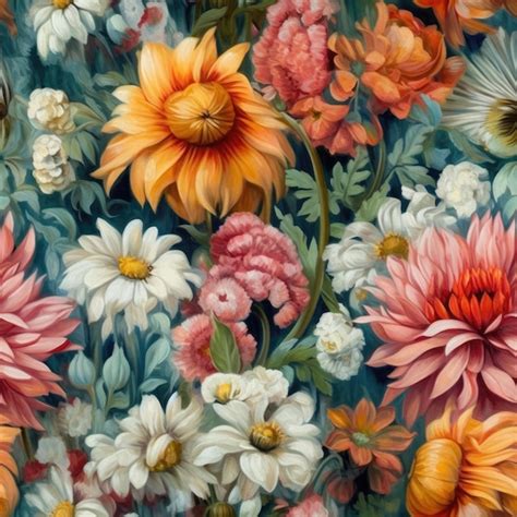 Premium Ai Image Colorful Seamless Floral Pattern