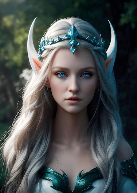 Premium Ai Image Elf Queen With Pointy Ears Blue Eyes Beautiful Long