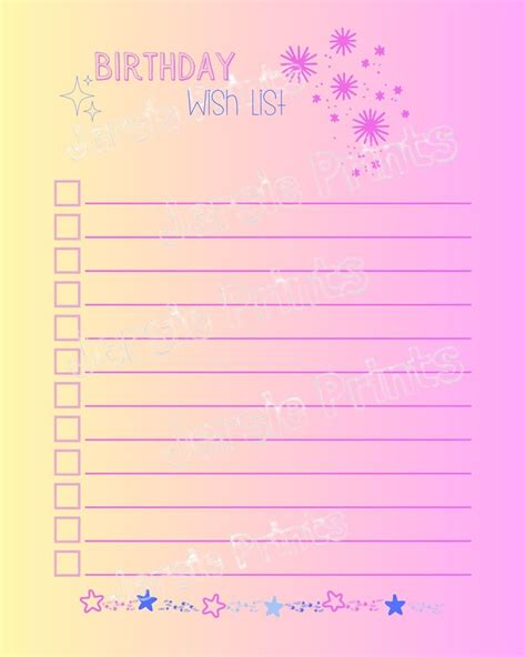 Birthday Wish List / Gift List / Kids Birthday List / Wish - Etsy in ...