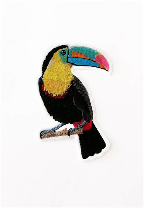 Toucan Embroidered Patch Realistic Bird Iron On Patch Handmade Exotic