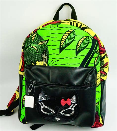 Green Ankara Print Backpacks Mahiber 2023