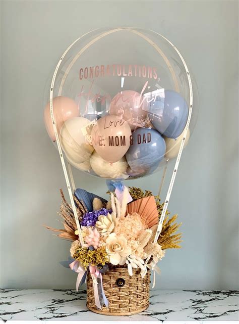 Hot Air Balloon Dried Flower Basket Balloon Gift Balloon Bouquet Diy