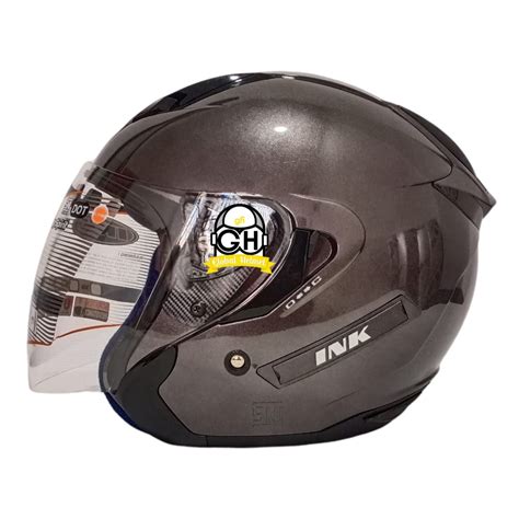 Jual Helm Ink Metro Solid Gunmet Double Visor Ink Half Face Gunmetal